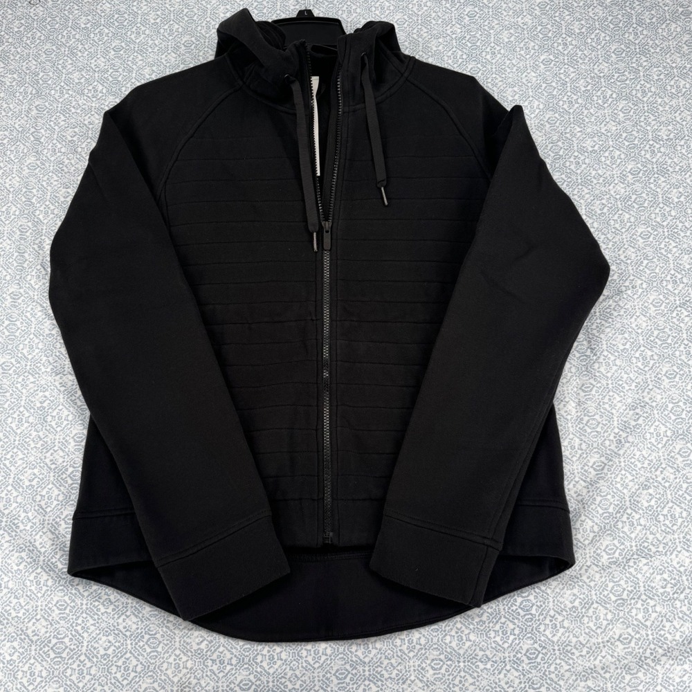 Lululemon Scuba Full Zip Hoodie Black Quilted Texture Jacket Womens Size 10